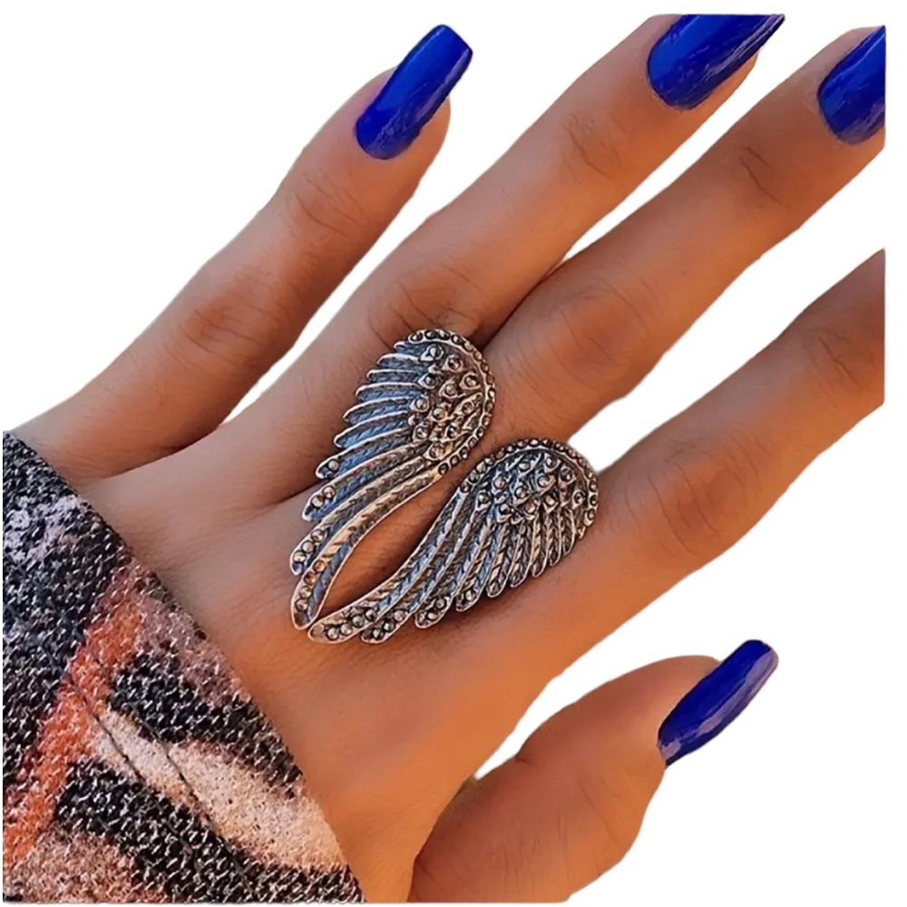 Punk Style Silver Angel Wings Ring